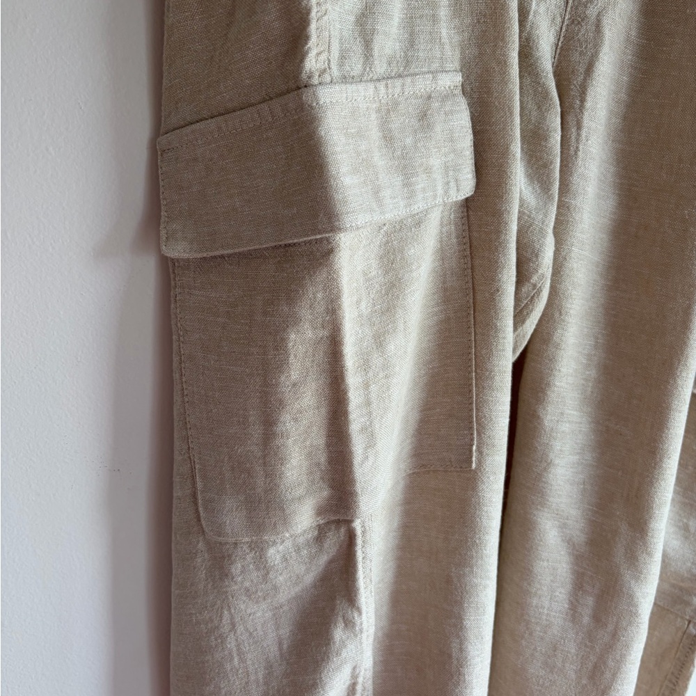 Gap Women's Beige Linen Blend Cargo Easy Pants Size M - Picture 3 of 6